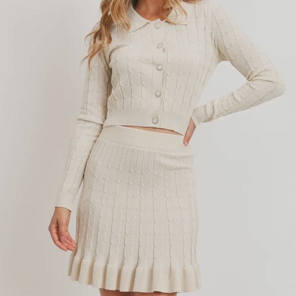 Sweet Rain Dresses & Skirts - Cable Knit Pearl Button Set